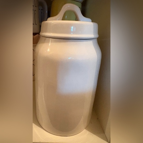 Rae Dunn White Ceramic Rewards Jar with Floral Design - Picture 2 of 2